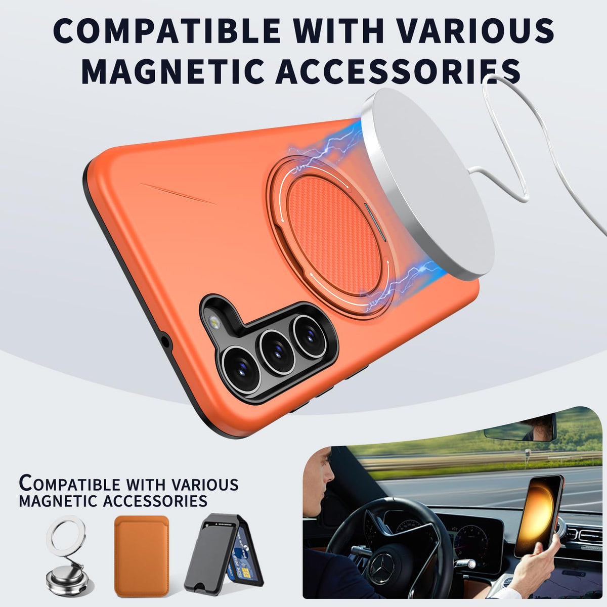 Samsung Galaxy S26 Hoesje - Oranje - Siliconen Ring Kickstand Back Cover