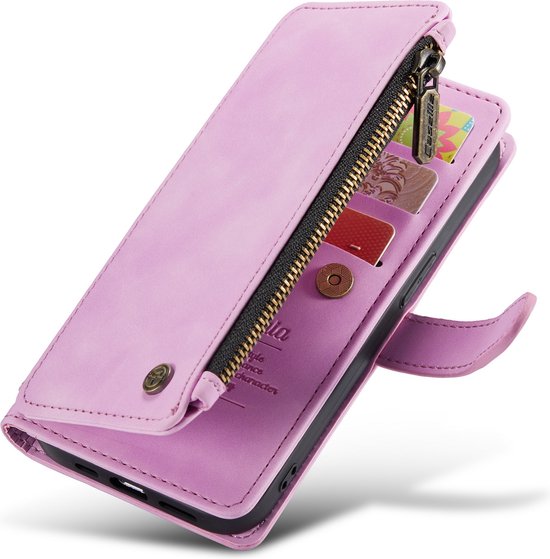 iPhone 14 Hoesje - Pastel Lila - Luxe Bookcase met Rits