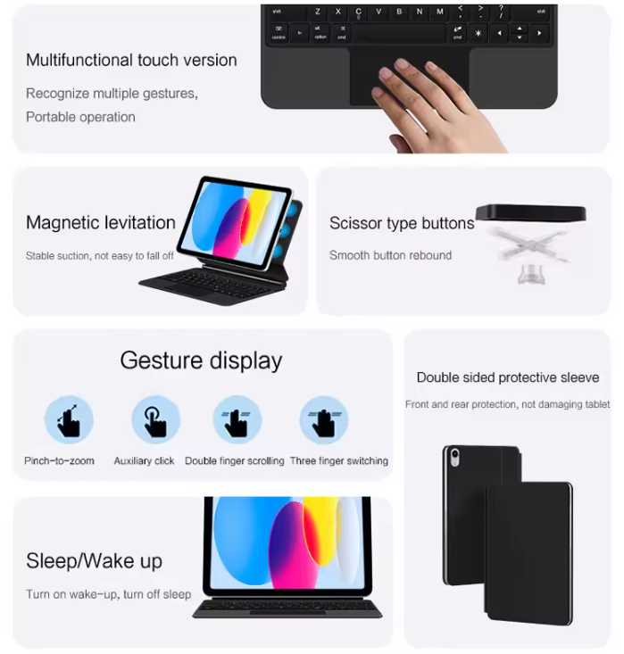 iPad Pro 13 inch (2024/2025) - Zwart - Keyboard Case met Touchpad + Verlichting