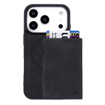 Apple iPhone 17 Pro Hoesje - Charcoal Gray - MagSafe Back Cover met Uitschuifbare Pasjeshouder