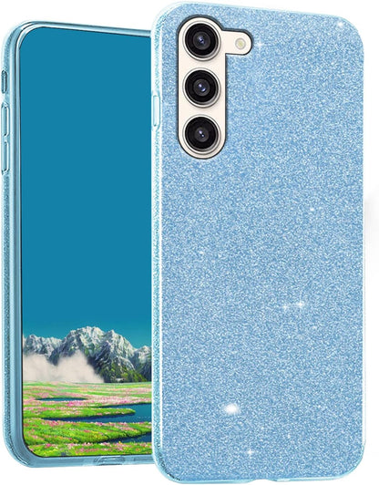 Samsung Galaxy S24 Plus Hoesje - Blauw - Glitter Back Cover