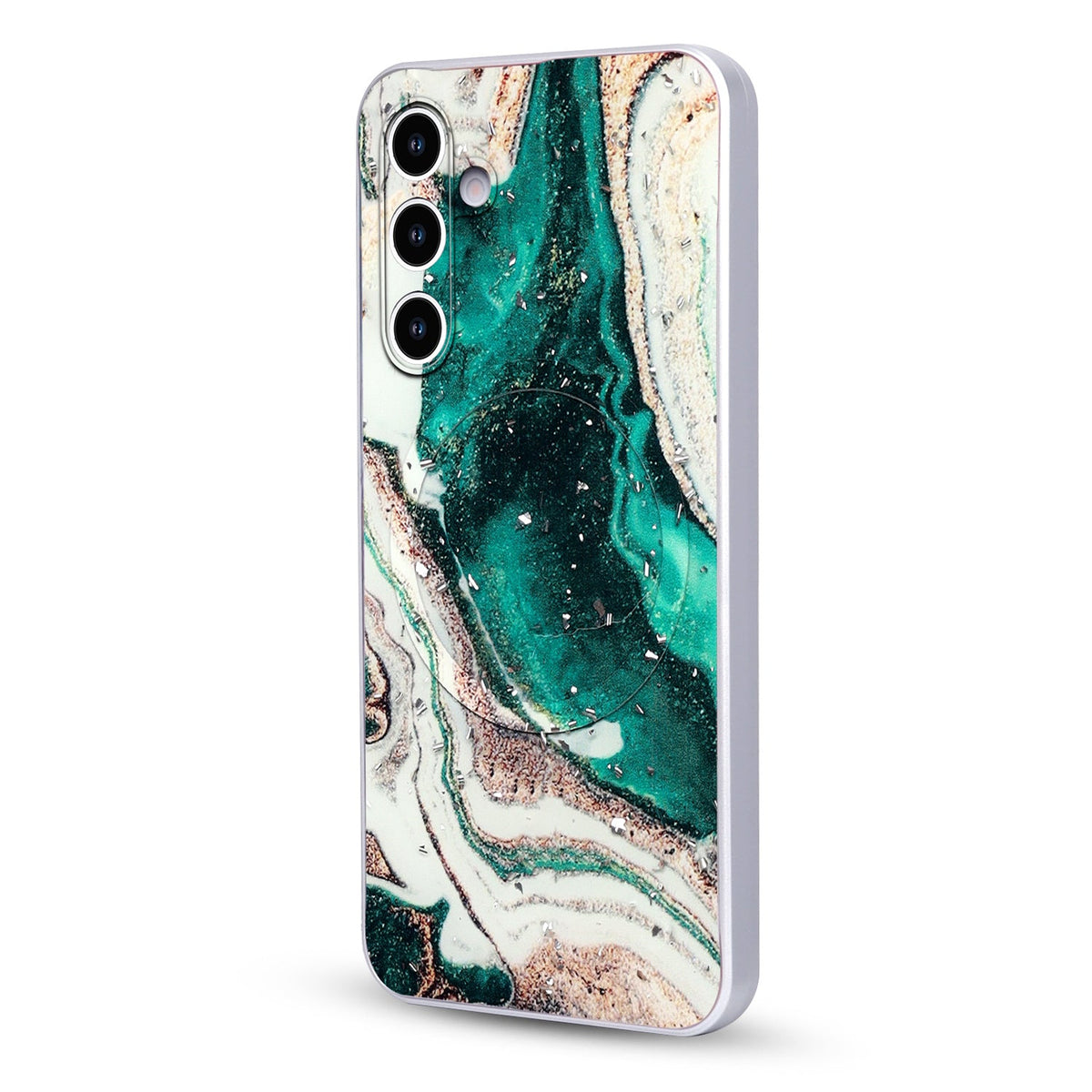 Samsung Galaxy S25 FE Hoesje - Groen - Marmer Glitter MagSafe Back Cover