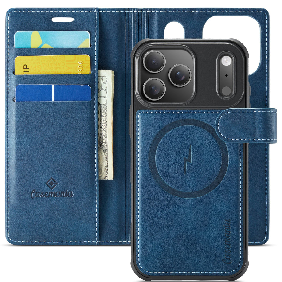 Apple iPhone 17 Pro Max Hoesje - Navy Blue - Luxe 2 in 1 MagSafe Bookcase