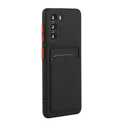 Samsung Galaxy S22 Plus Hoesje - Zwart - Siliconen Back Cover met Pasjeshouder