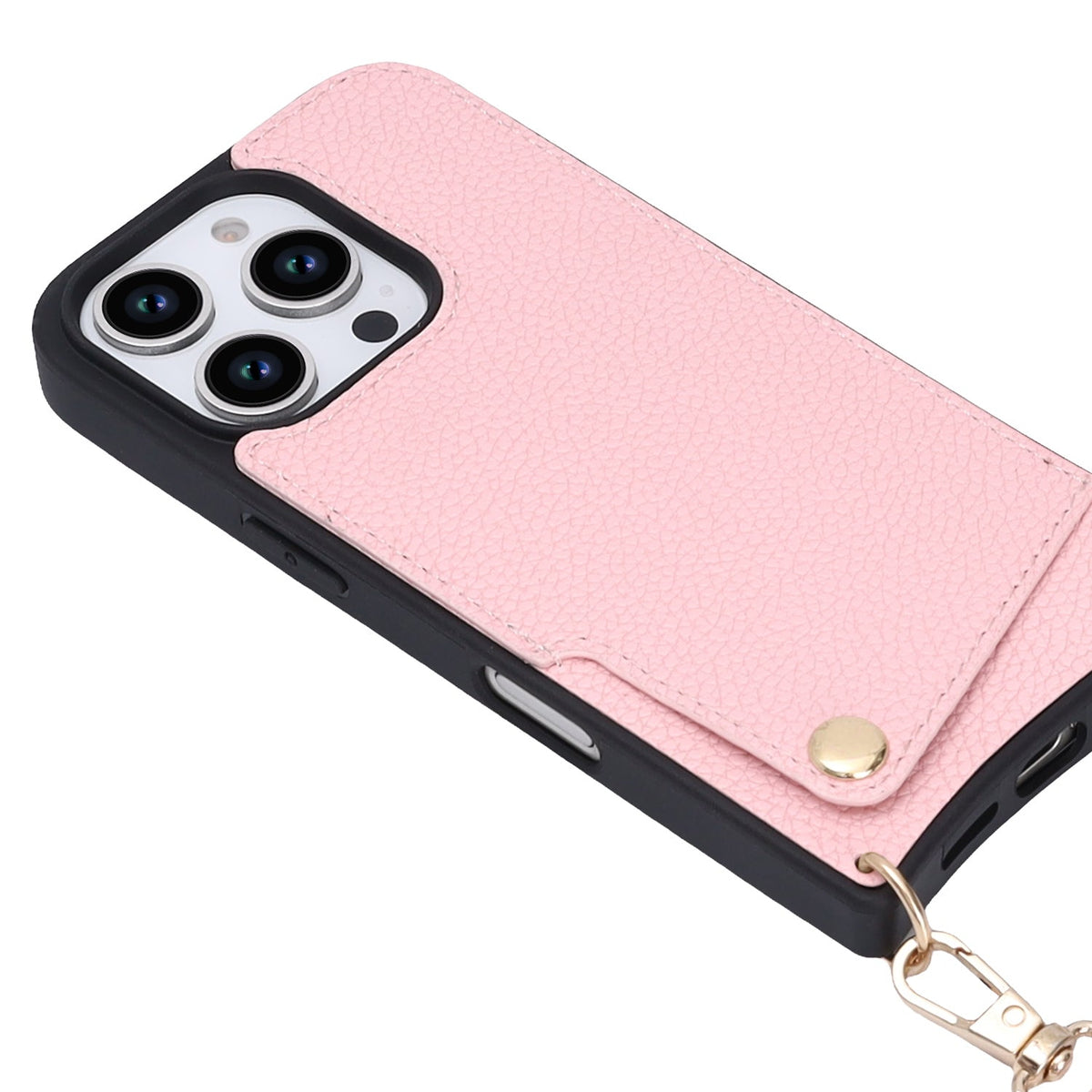 Apple iPhone 16 Pro Max Hoesje - Roze - Back Cover met Pols Bandje en Telefoonkoord