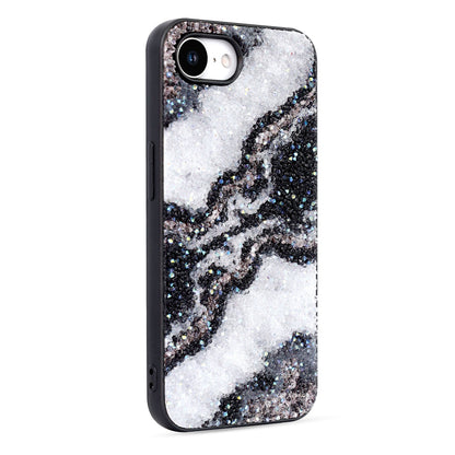 Apple iPhone 16e Hoesje - Zwart - Marmer Diamant Glitter Back Cover