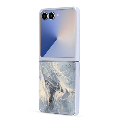 Samsung Galaxy Z Flip 7 Case - Grey - Marble Glitter MagSafe Back Cover