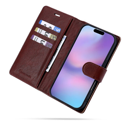 iPhone 17 Hoesje - Burgundy Red - 2 in 1 Lederlook Bookcase