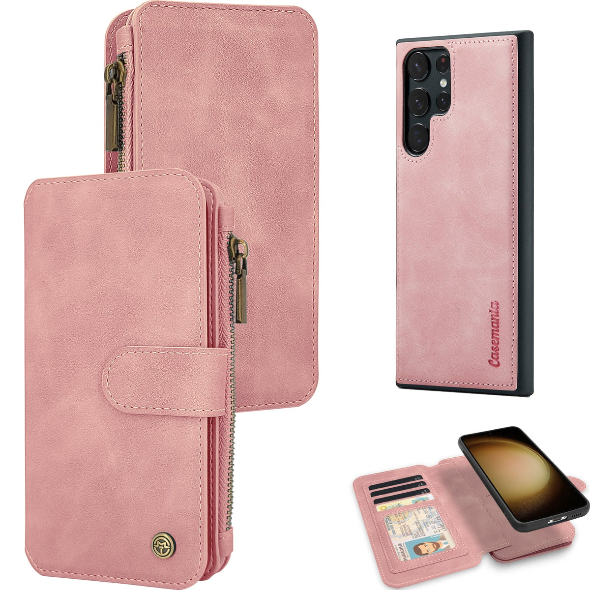 Samsung Galaxy S25 Ultra Case - Pale Pink - 2-in-1 Wallet Case with Zipper