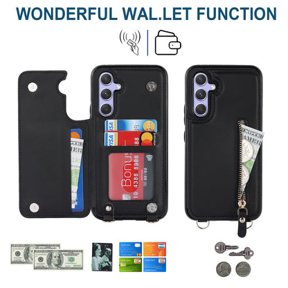 Samsung Galaxy S23 FE Hoesje - Zwart - Luxe Back Cover met Telefoonkoord en Rits