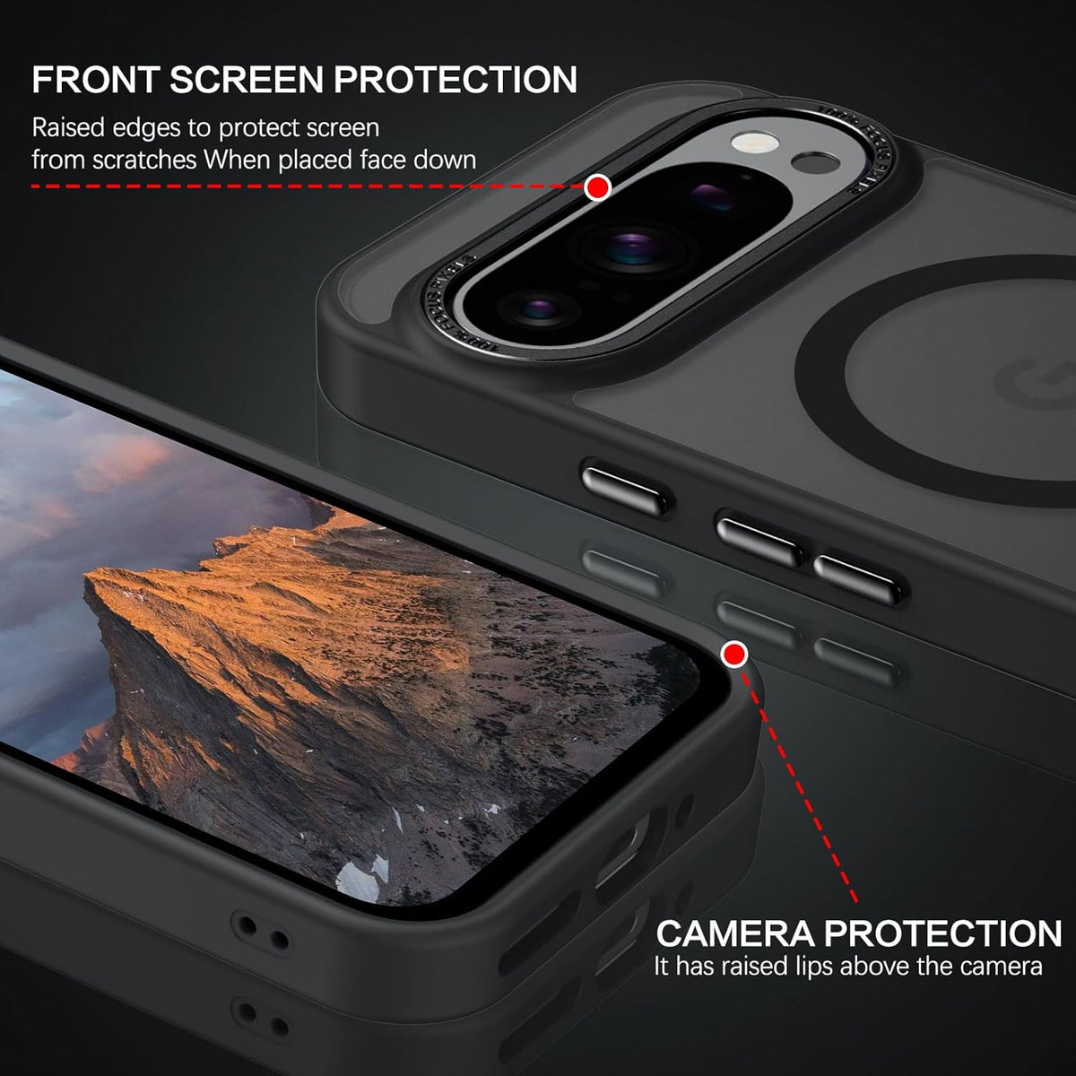 Google Pixel 9 Hoesje - Zwart - Matte Armor MagSafe Back Cover