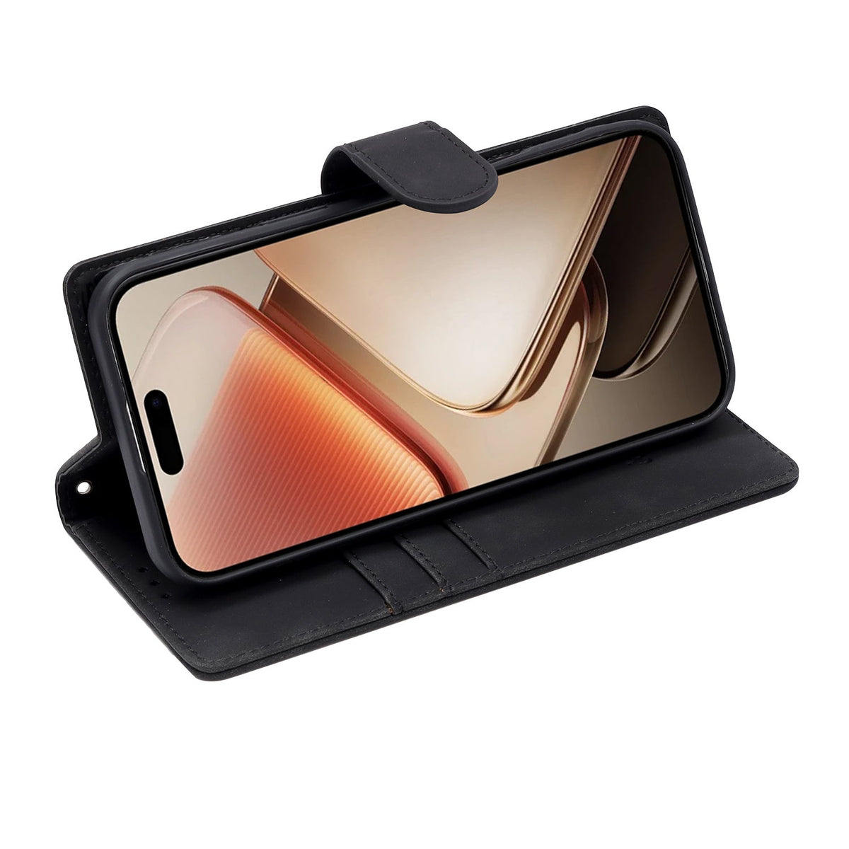 Apple iPhone 16e Hoesje - Zwart - Kunstleren Bookcase
