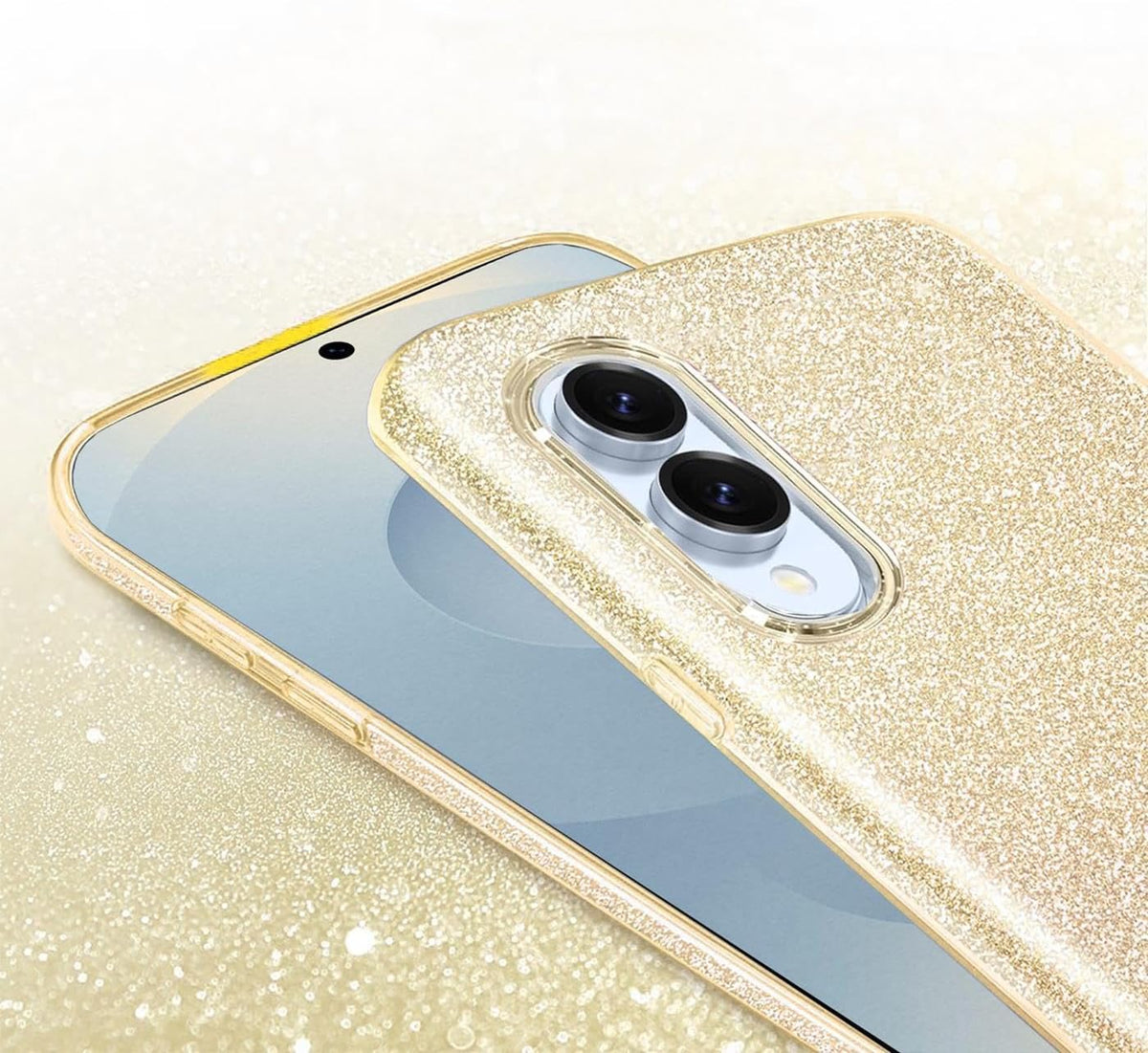 Samsung Galaxy S25 Edge Hoesje - Goud - Glitter Back Cover