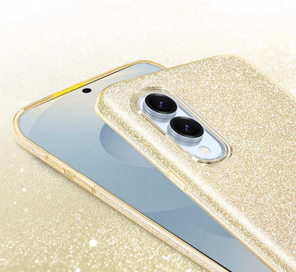 Samsung Galaxy S25 Edge Hoesje - Goud - Glitter Back Cover
