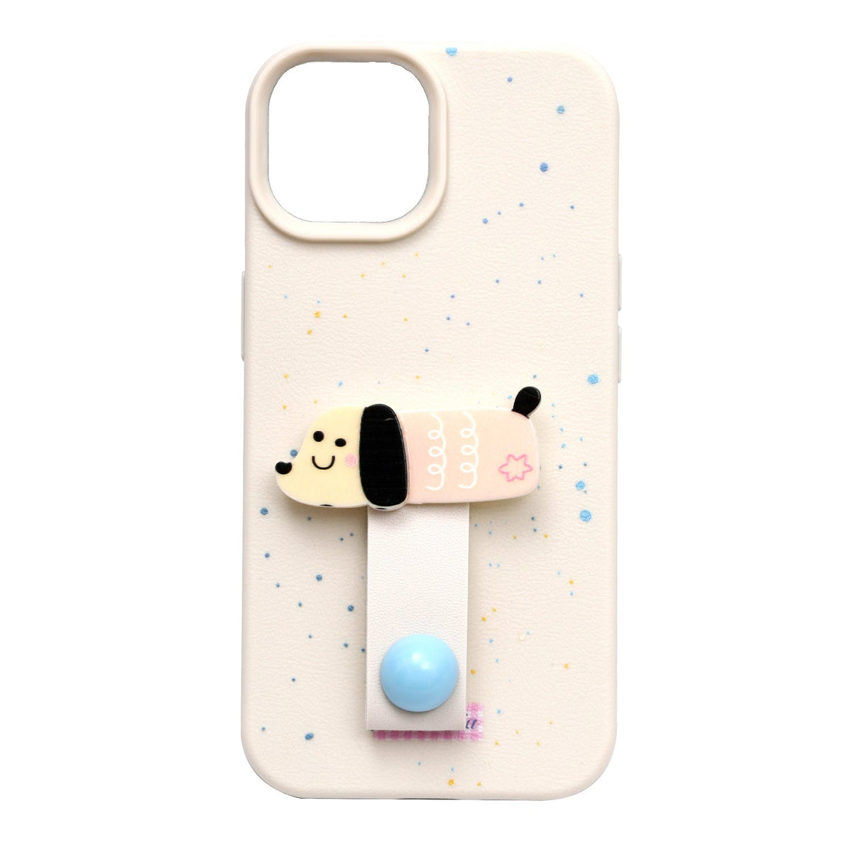Apple iPhone 12 Case - Beige Puppy - Silicone Back Cover with Finger Holder