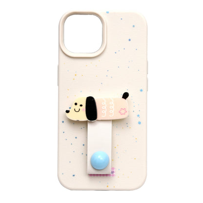 Apple iPhone 11 Case - Beige Puppy - Silicone Back Cover with Finger Holder