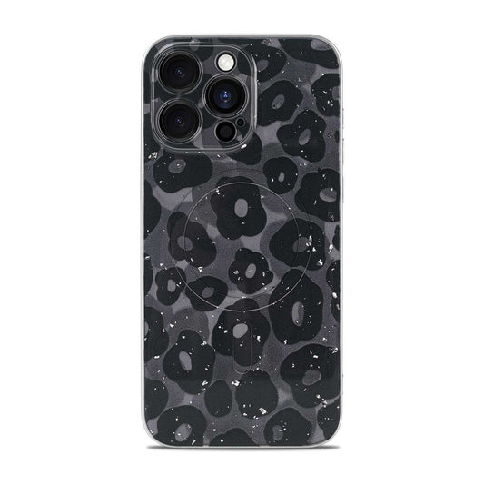 Apple iPhone 14 Pro Max Hülle - Leopard Lila - Glitzer MagSafe Backcover
