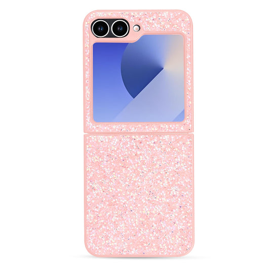 Samsung Galaxy Z Flip 6 Hoesje - Roze - Diamant Glitter Back Cover