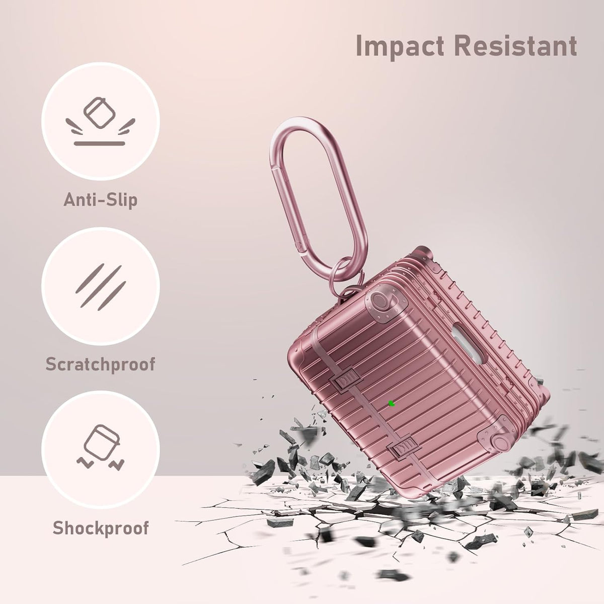 Apple AirPods 3 Hoesje - Koffer Suit Case met Stickers - Rosegoud
