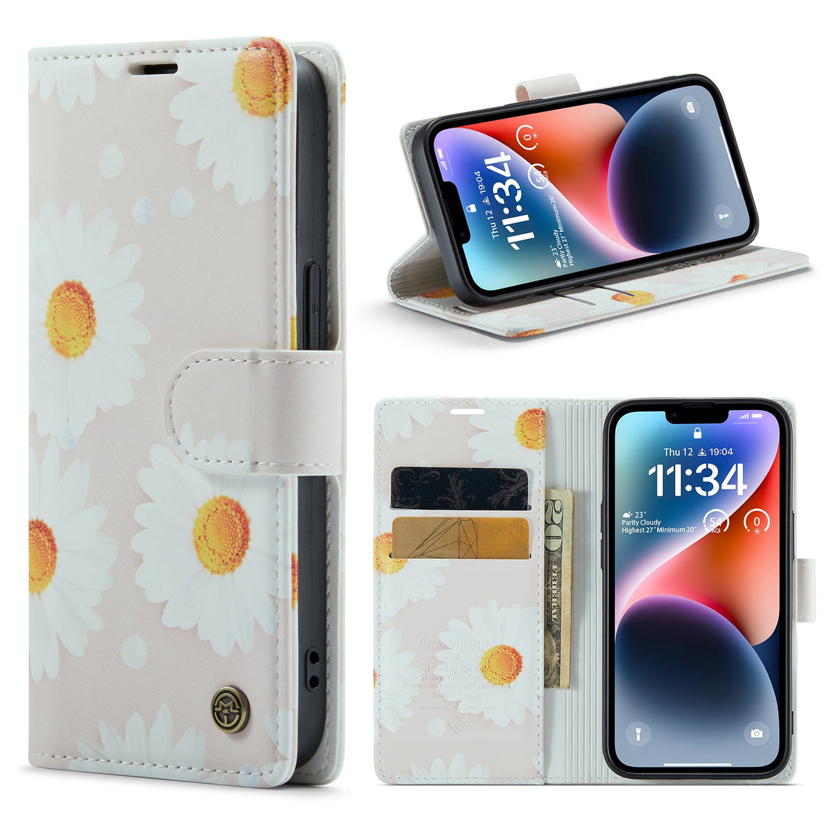 iPhone 14 Hoesje - Daisy - Portemonnee Bookcase
