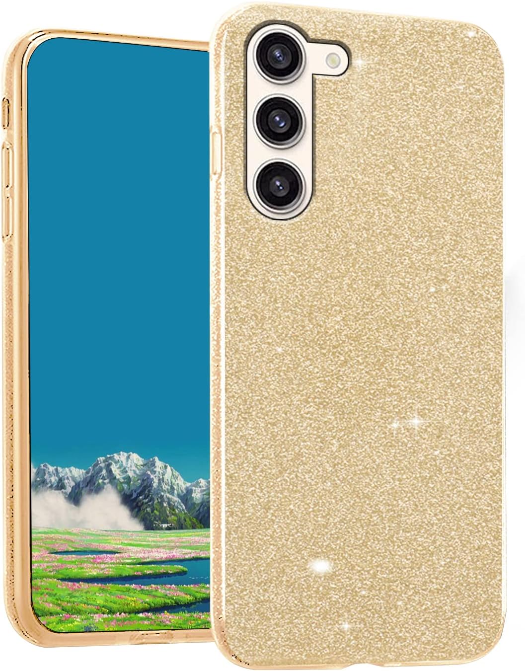 Samsung Galaxy S24 Hoesje - Goud - Glitter Back Cover