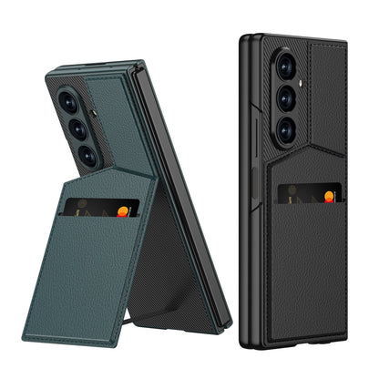 Samsung Galaxy Z Fold8 Ultra Hoesje - Carbon - Portemonnee Cover met Ingebouwde Screenprotector en Kickstand