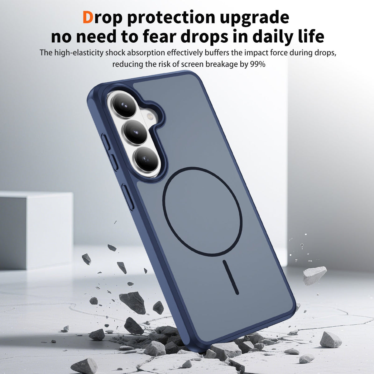 Samsung Galaxy A57 Case - Dark Blue - Magnetic Matte Silicone MagSafe Back Cover