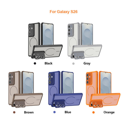 Samsung Galaxy S26 Hoesje - Grijs - Matte Armor MagSafe Back Cover met Kickstand