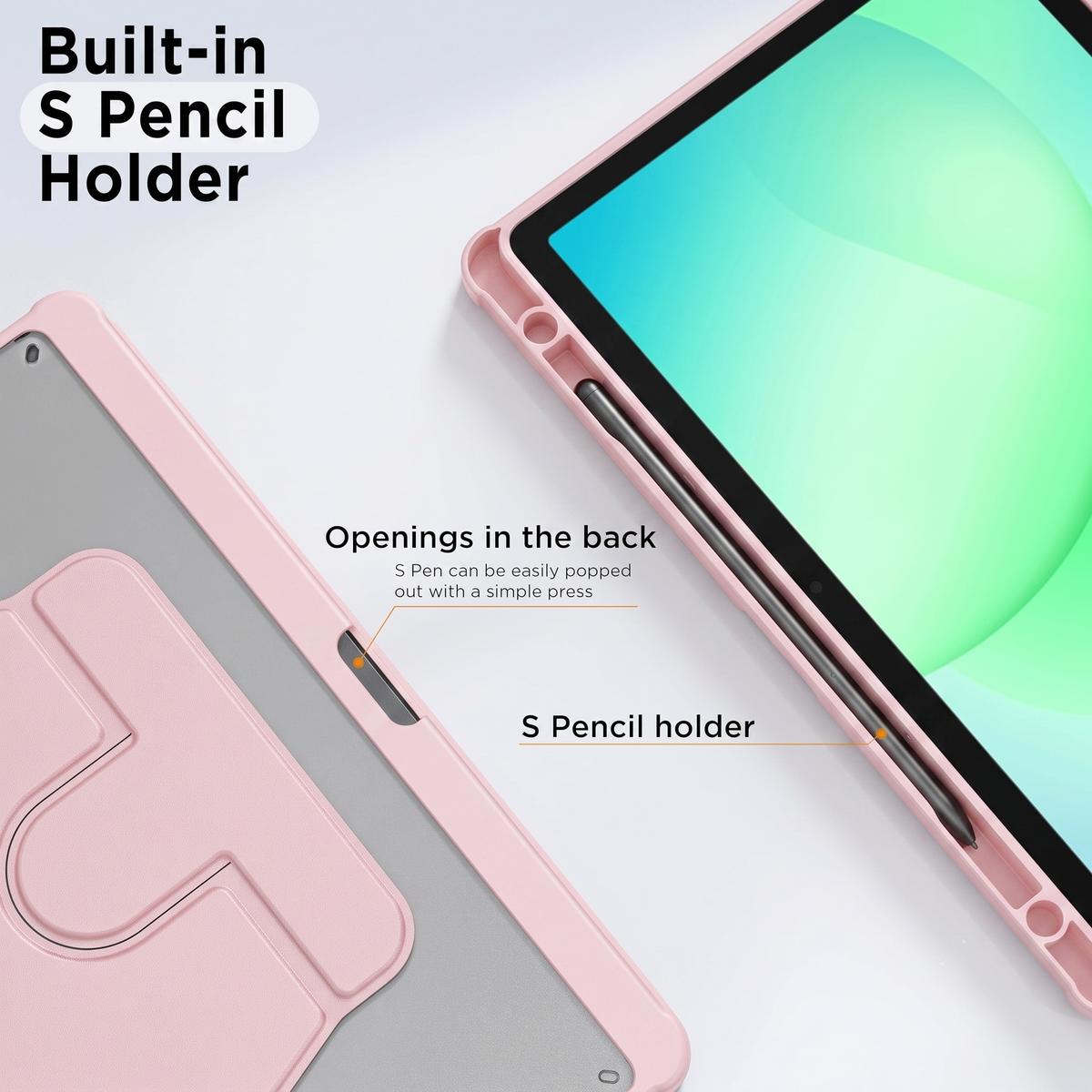 Samsung Galaxy Tab A11 / A9 Tablethoes - Roze - 360° Draaibaar Tablet Cover met Transparante Achterkant
