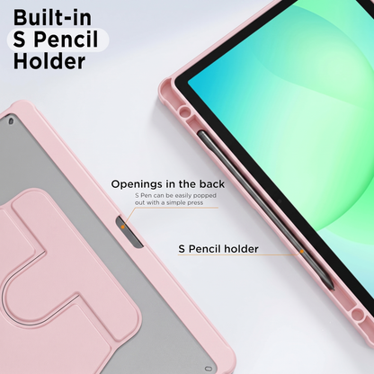 Samsung Galaxy Tab A11 / A9 Tablethoes - Roze - 360° Draaibaar Tablet Cover met Transparante Achterkant