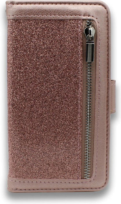 Apple iPhone 7 Plus Hoesje - Roségoud - Luxe Bookcase met Rits