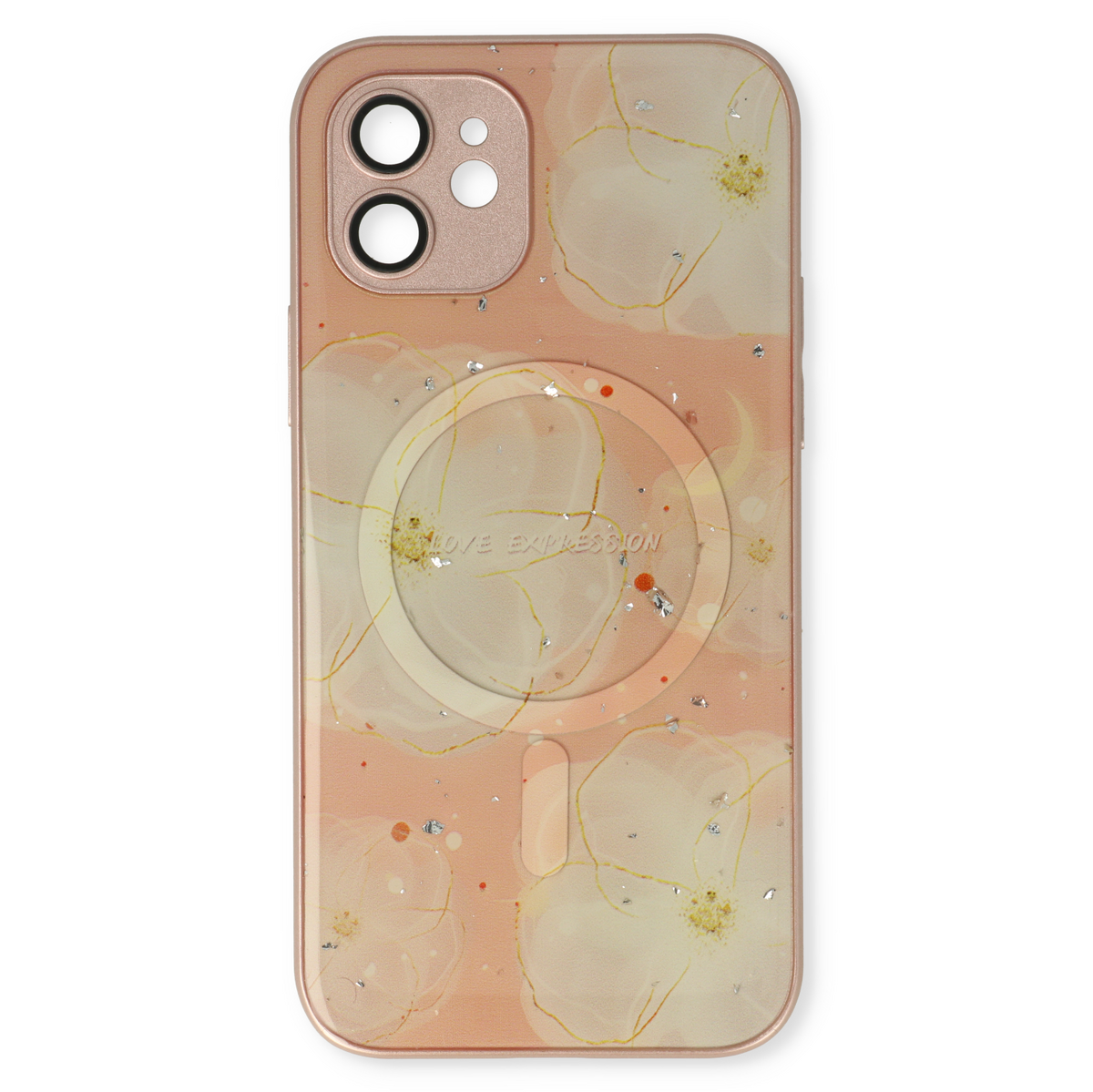 Apple iPhone 12 Hülle - Rosa - Silikon-Marmor-MagSafe-Backcover
