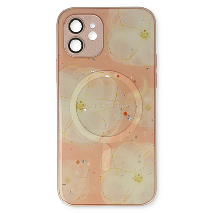 Apple iPhone 12 Hülle - Rosa - Silikon-Marmor-MagSafe-Backcover