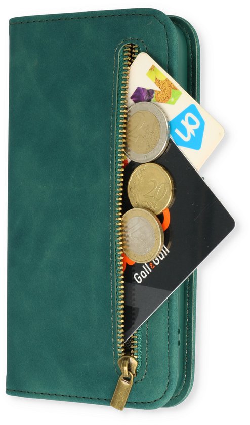 Apple iPhone 14 Pro Case - Emerald Green - Luxury Wallet Case with Zipper