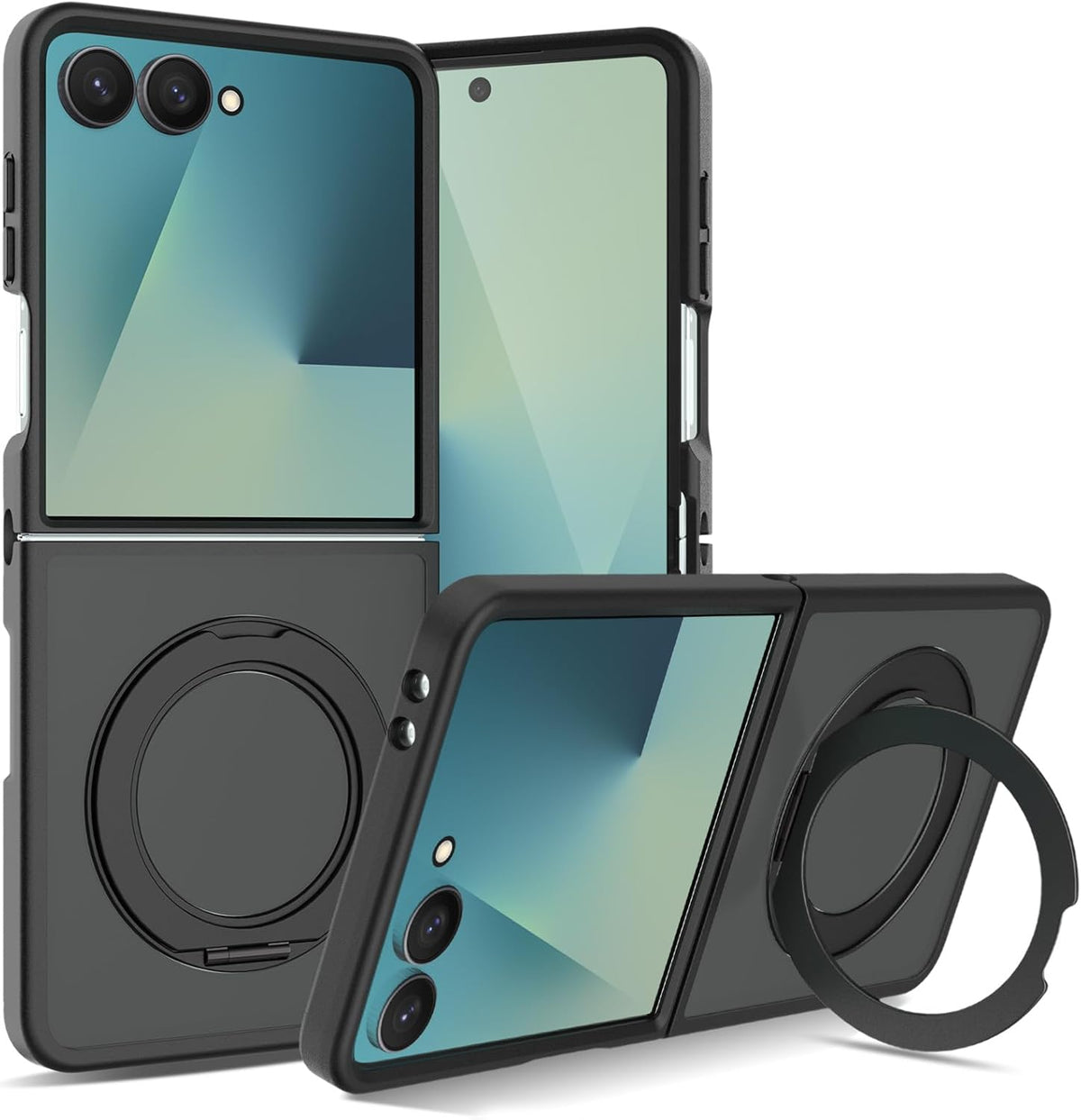 Coque Samsung Galaxy Z Flip8 - Noir avec support - Étui arrière Matte Armor MagSafe avec support