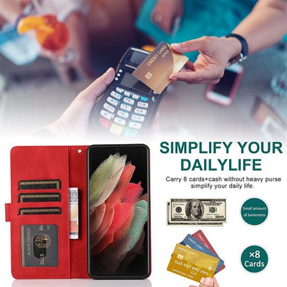 Samsung Galaxy S22 Ultra Hoesje - Rood - Extra Stevige Luxe Bookcase met Rits en Vakken