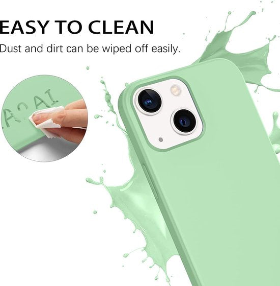Apple iPhone 14 Pro Hoesje - Licht Groen - Siliconen Back Cover met Telefoonkoord