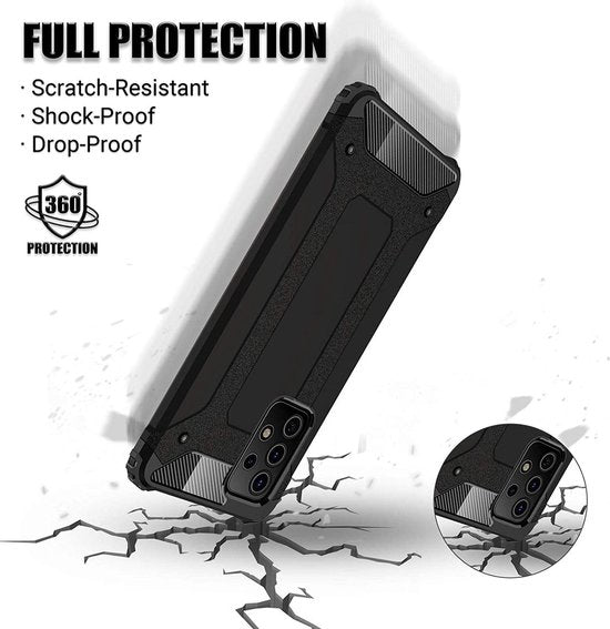 Samsung Galaxy A72 Hoesje - Zwart - Armor Kickstand Back Cover