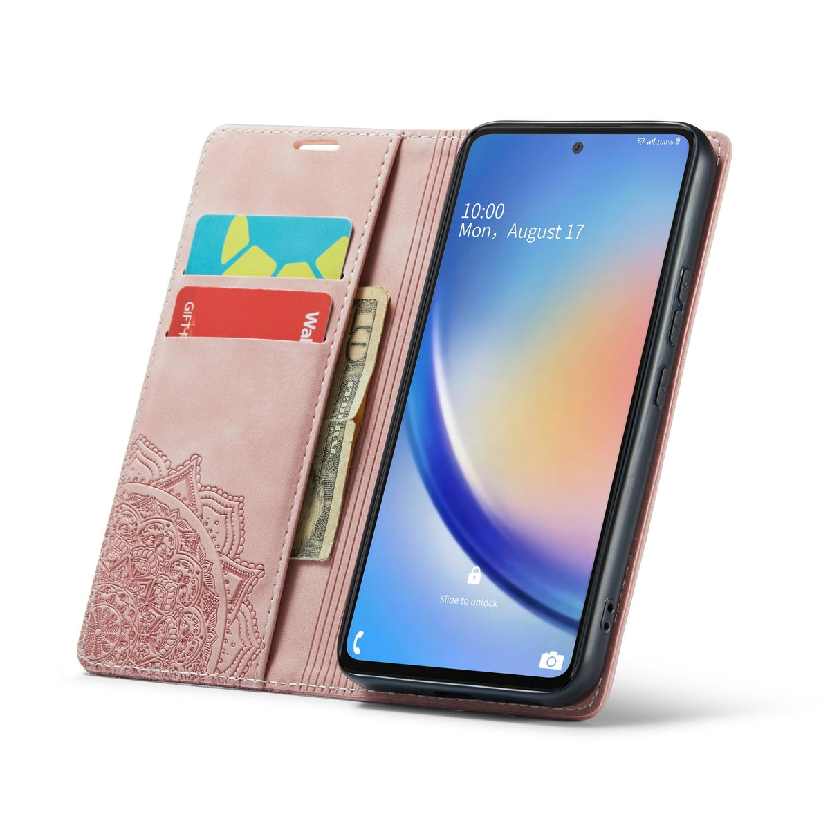 Samsung Galaxy A14 4G Hoesje - Pale Pink - Mandala Dunne Bookcase