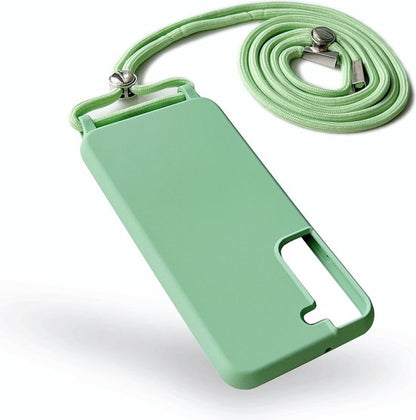 Samsung Galaxy S22 Hoesje - Licht Groen - Siliconen Back Cover met Telefoonkoord