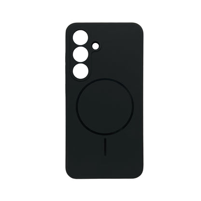 Samsung Galaxy S25 Hoesje - Zwart - Extra Sterke Liquid Siliconen MagSafe Back Cover met Magneetring