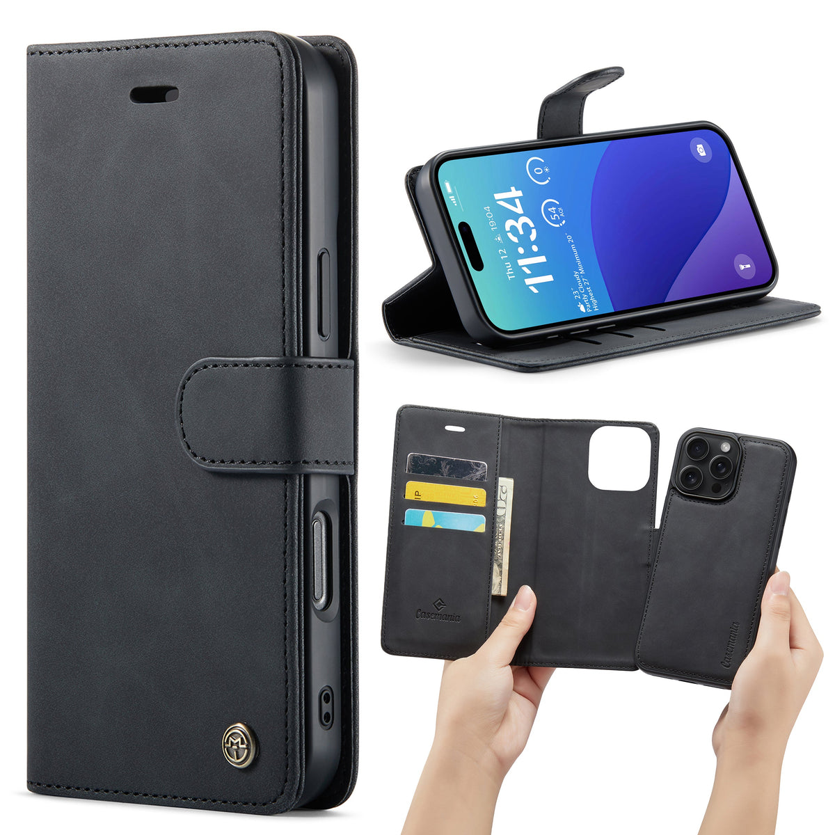 Apple iPhone 16 Pro Max Case - Charcoal Gray - 2-in-1 Wallet Case