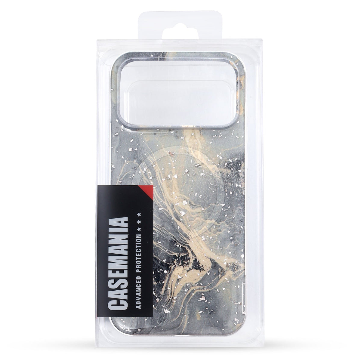 Apple iPhone 17 Pro Hoesje - Grijs - Marmer Glitter MagSafe Back Cover