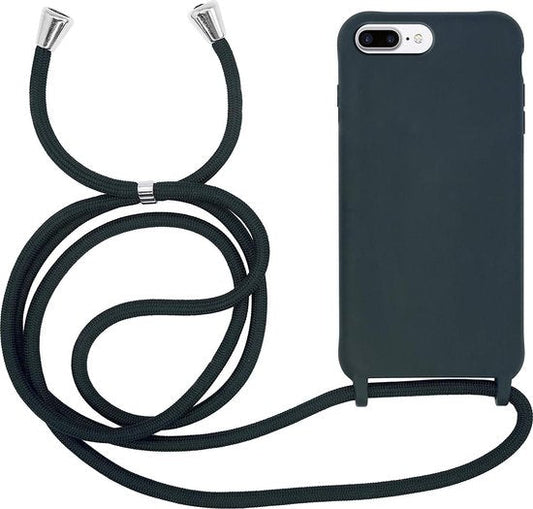 Apple iPhone 7 Plus Hoesje - Groen - Siliconen Back Cover met Telefoonkoord