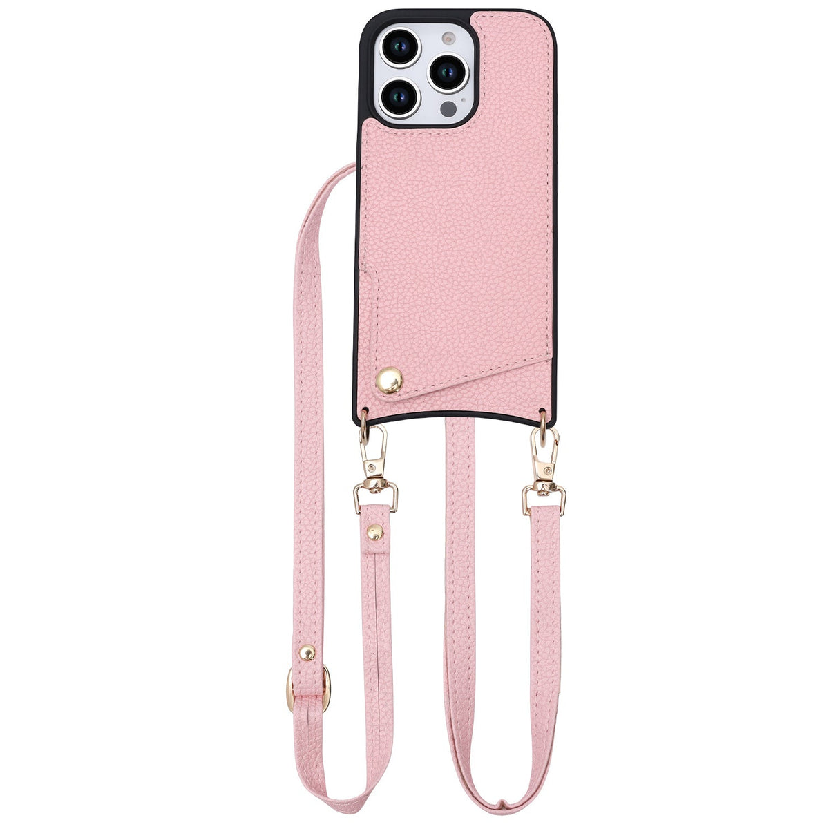 Apple iPhone 16 Pro Max Hoesje - Roze - Back Cover met Pols Bandje en Telefoonkoord