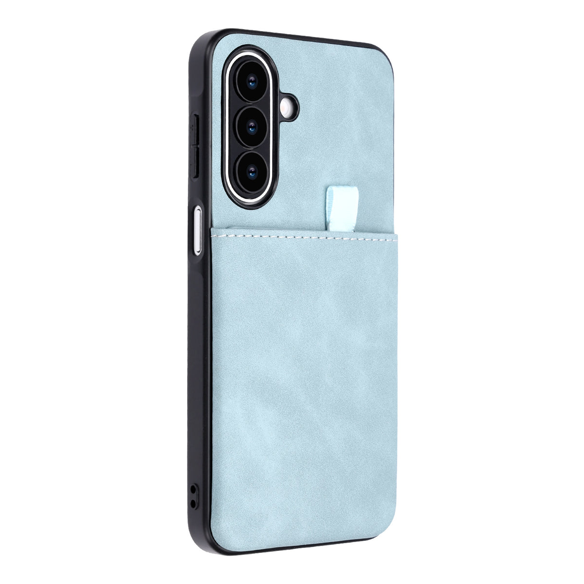 Samsung Galaxy A27 Hoesje - Aqua Blue - Kunstleren Back Cover met Pull-Tab Pasjeshouder