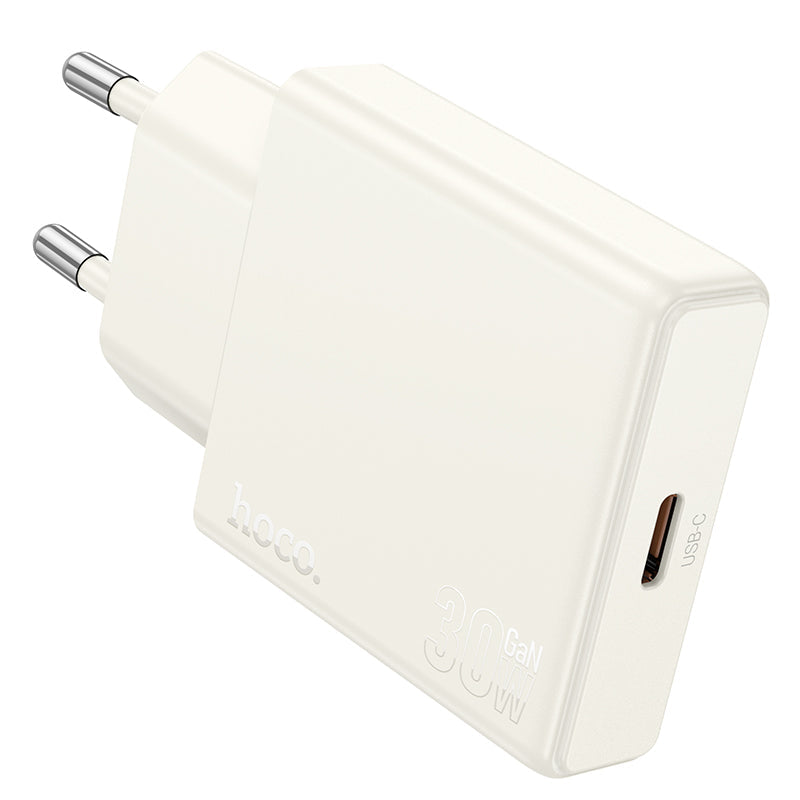 Hoco 30W USB-C Schnellladegerät mit USB-C-Kabel 1m - Weiß