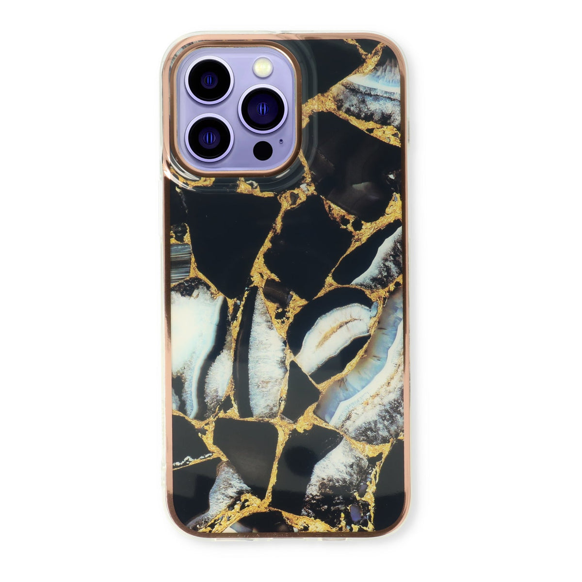 Apple iPhone 15 Pro Max Case - Black - Silicone Marble Back Cover