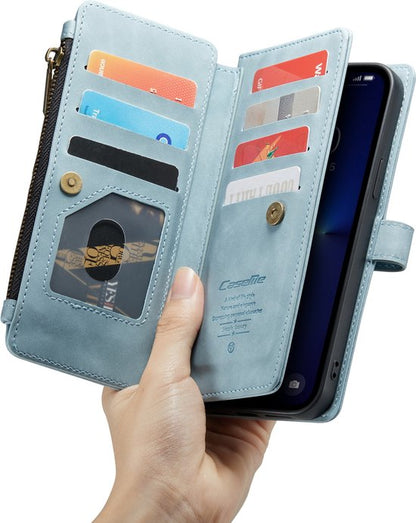 Apple iPhone 13 Pro Hoesje - Aqua Blue - Luxe Bookcase met Rits