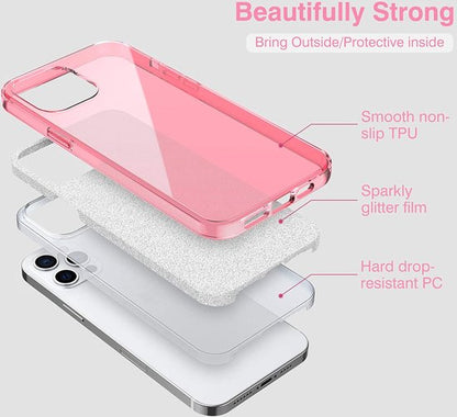 Apple iPhone 13 Pro Hoesje - Roze - Glitter MagSafe Back Cover